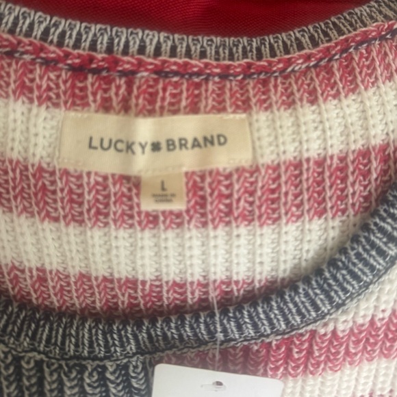 Lucky Brand “American flag” Red and White Striped plus blue with stars Knit vest - Picture 5 of 9